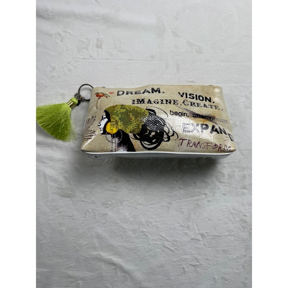 PAPAYA! Art Small Zipper Pouch Dream Vision Transform Tassel Makeup Bag Cream